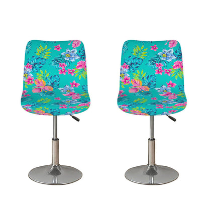 Teal Aloha Tropical Pattern Print Bar Stool Covers