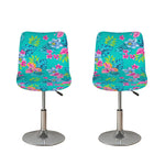Teal Aloha Tropical Pattern Print Bar Stool Covers