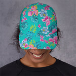 Teal Aloha Tropical Pattern Print Baseball Cap