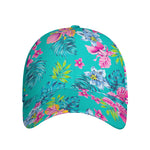 Teal Aloha Tropical Pattern Print Baseball Cap