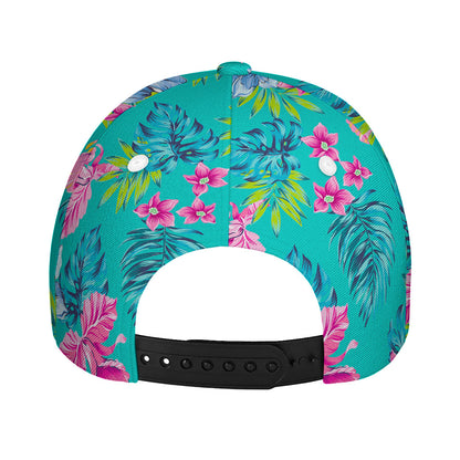 Teal Aloha Tropical Pattern Print Baseball Cap