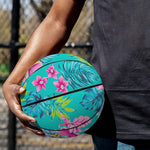 Teal Aloha Tropical Pattern Print Basketball