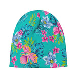 Teal Aloha Tropical Pattern Print Beanie