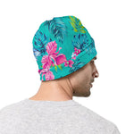 Teal Aloha Tropical Pattern Print Beanie