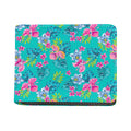 Teal Aloha Tropical Pattern Print Bifold Wallet