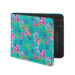 Teal Aloha Tropical Pattern Print Bifold Wallet
