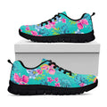 Teal Aloha Tropical Pattern Print Black Running Shoes