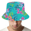 Teal Aloha Tropical Pattern Print Bucket Hat