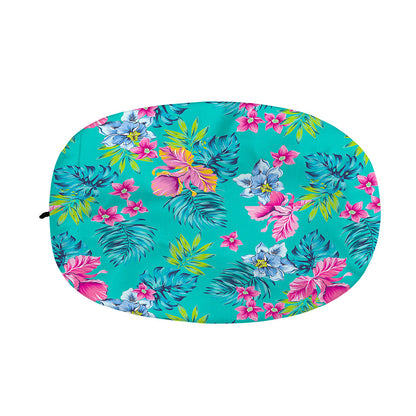 Teal Aloha Tropical Pattern Print Car Side Mirror Covers