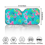 Teal Aloha Tropical Pattern Print Car Windshield Sun Shade