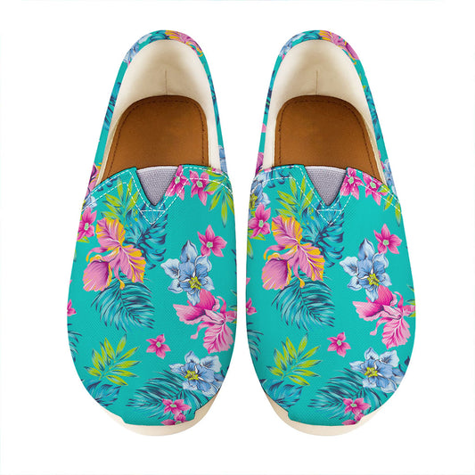 Teal Aloha Tropical Pattern Print Casual Shoes