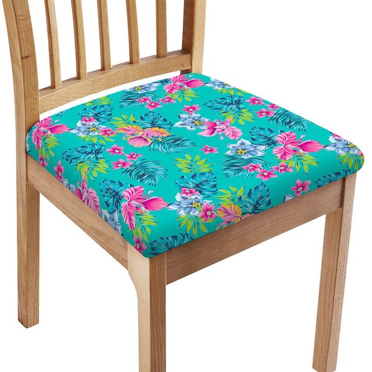 Teal Aloha Tropical Pattern Print Chair Cushion Cover