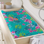 Teal Aloha Tropical Pattern Print Changing Pad Cover