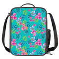 Teal Aloha Tropical Pattern Print Crossbody Lunch Bag
