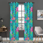 Teal Aloha Tropical Pattern Print Curtain