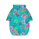 Teal Aloha Tropical Pattern Print Dog Zip Up Hoodie
