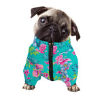 Teal Aloha Tropical Pattern Print Dog Zip Up Jacket
