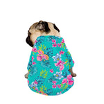 Teal Aloha Tropical Pattern Print Dog Zip Up Jacket