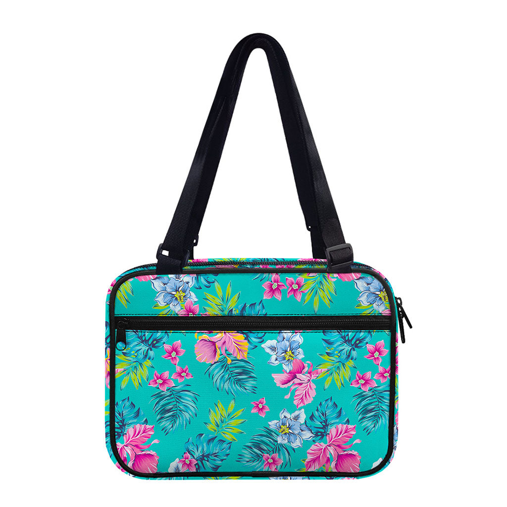 Teal Aloha Tropical Pattern Print Double Strap Bible Bag