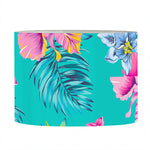 Teal Aloha Tropical Pattern Print Drum Lamp Shade