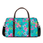 Teal Aloha Tropical Pattern Print Duffle Bag