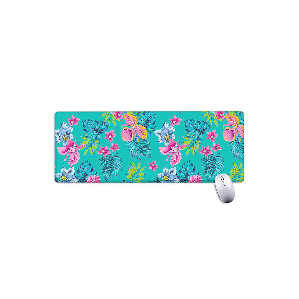 Teal Aloha Tropical Pattern Print Extended Mouse Pad
