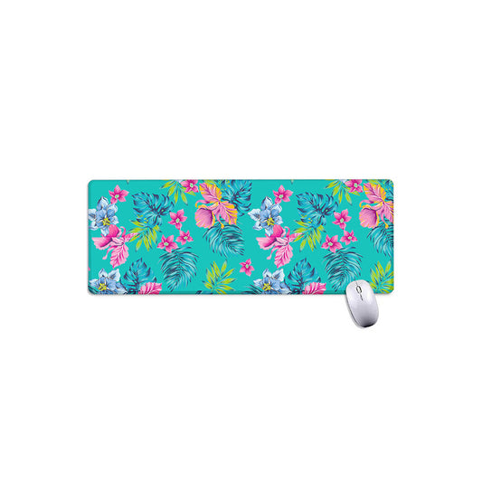Teal Aloha Tropical Pattern Print Extended Mouse Pad