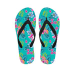 Teal Aloha Tropical Pattern Print Flip Flops