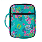 Teal Aloha Tropical Pattern Print Front Pocket Bible Bag
