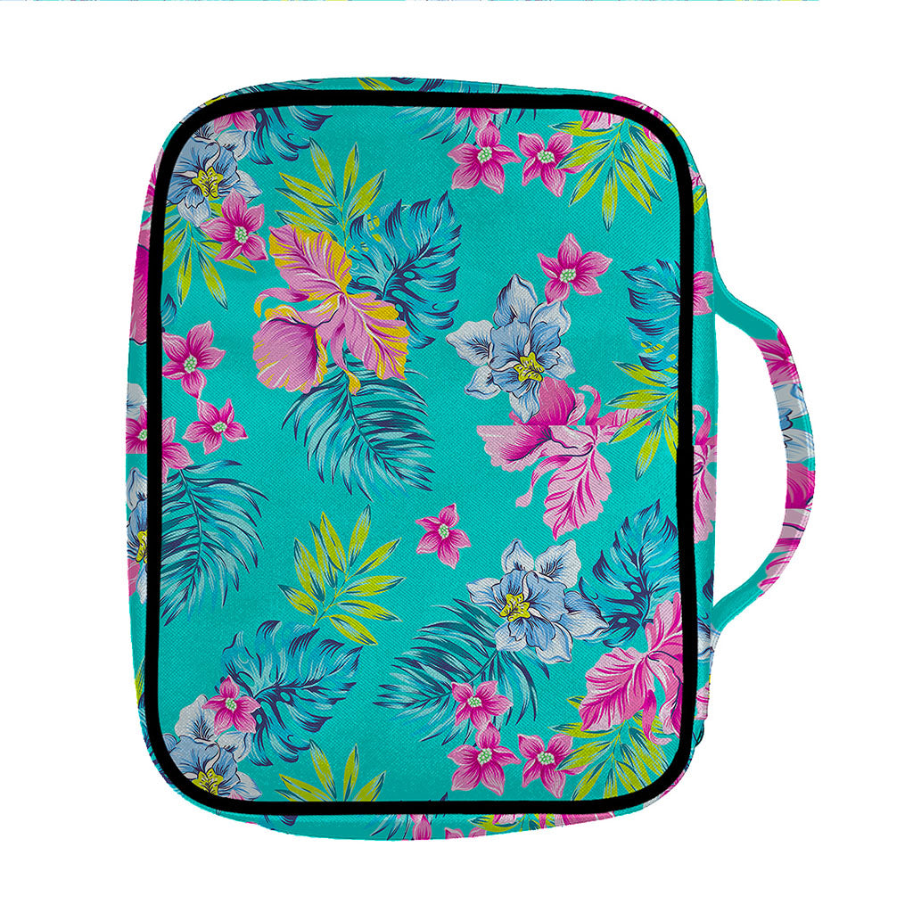 Teal Aloha Tropical Pattern Print Front Pocket Bible Bag