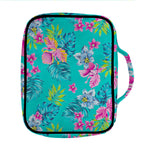 Teal Aloha Tropical Pattern Print Front Pocket Bible Bag