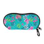 Teal Aloha Tropical Pattern Print Glasses Case