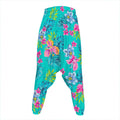 Teal Aloha Tropical Pattern Print Hammer Pants