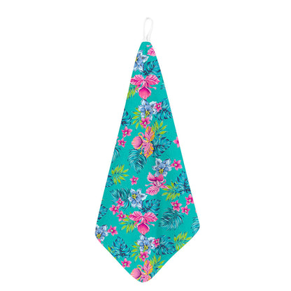 Teal Aloha Tropical Pattern Print Hand Towel