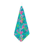 Teal Aloha Tropical Pattern Print Hand Towel