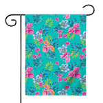 Teal Aloha Tropical Pattern Print House Flag