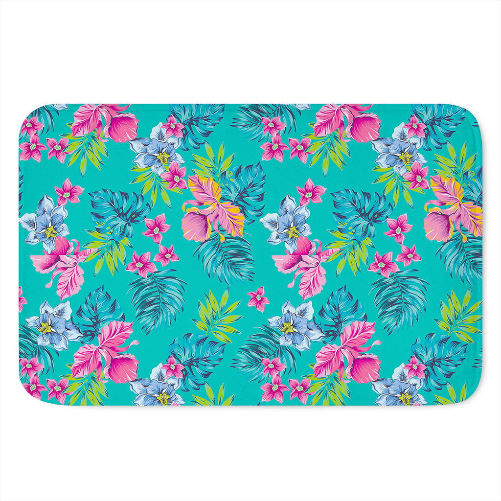 Teal Aloha Tropical Pattern Print Indoor Door Mat