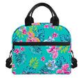 Teal Aloha Tropical Pattern Print Insulated Lunch Bag