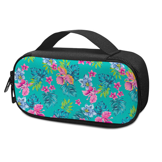 Teal Aloha Tropical Pattern Print Insulin Cooler Travel Case