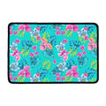 Teal Aloha Tropical Pattern Print Kitchen Mat