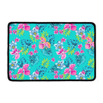 Teal Aloha Tropical Pattern Print Kitchen Mat