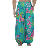 Teal Aloha Tropical Pattern Print Lantern Pants