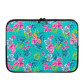 Teal Aloha Tropical Pattern Print Laptop Sleeve