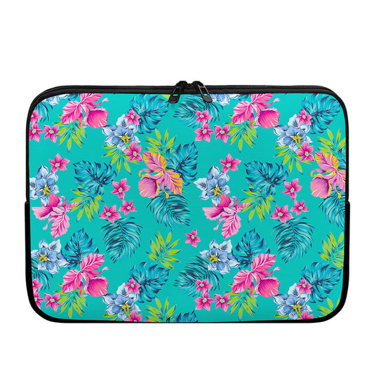 Teal Aloha Tropical Pattern Print Laptop Sleeve