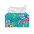 Teal Aloha Tropical Pattern Print Leather Tissue Box Cover
