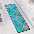 Teal Aloha Tropical Pattern Print Long Kitchen Mat