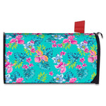 Teal Aloha Tropical Pattern Print Mailbox Cover