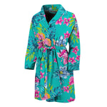 Teal Aloha Tropical Pattern Print Men's Bathrobe