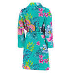 Teal Aloha Tropical Pattern Print Men's Bathrobe