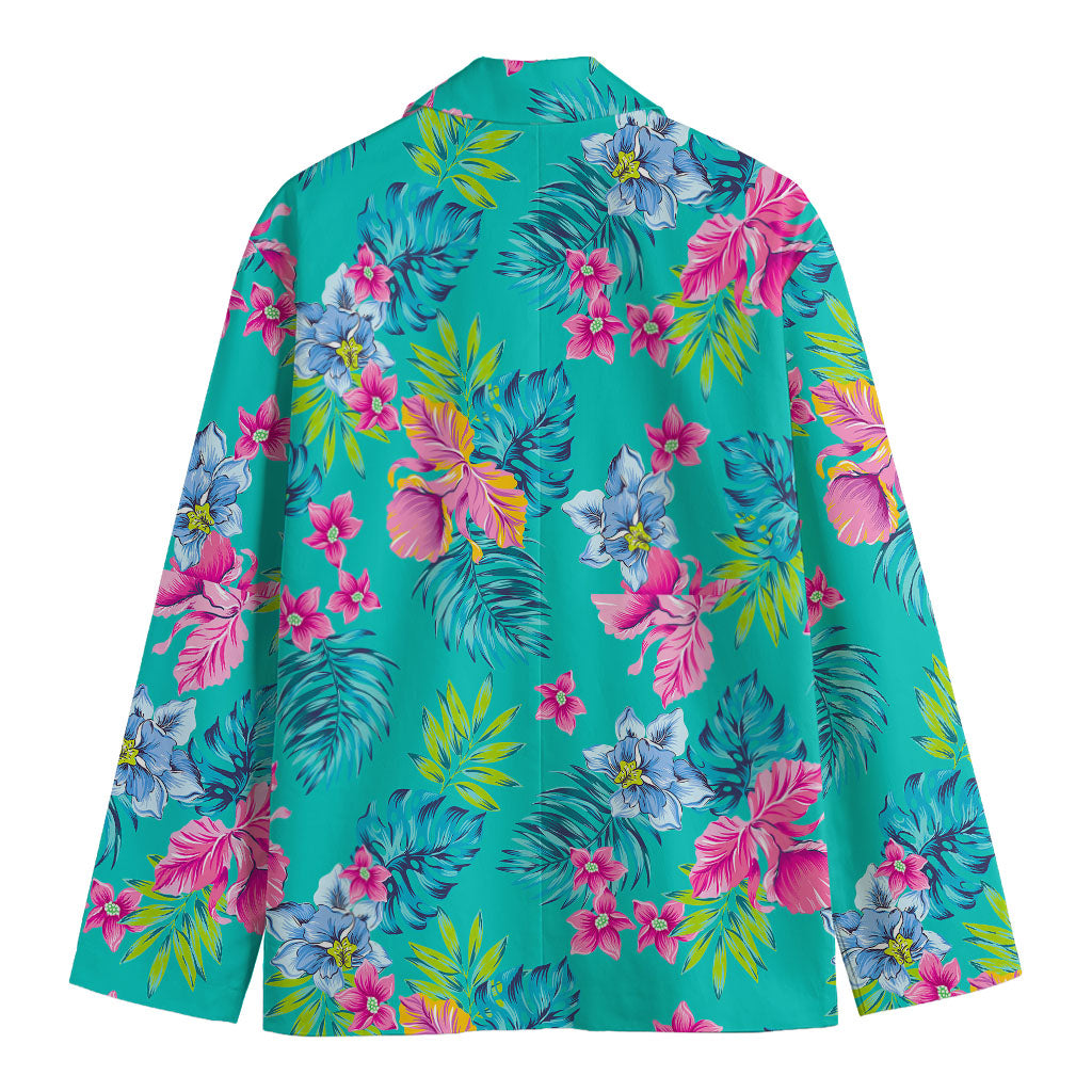 Teal Aloha Tropical Pattern Print Men's Blazer